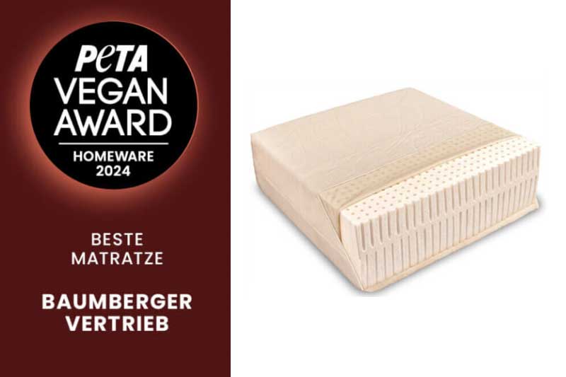 El colchón Piuma Solo de Baumberger gana el premio Peta Vegan Award 2024